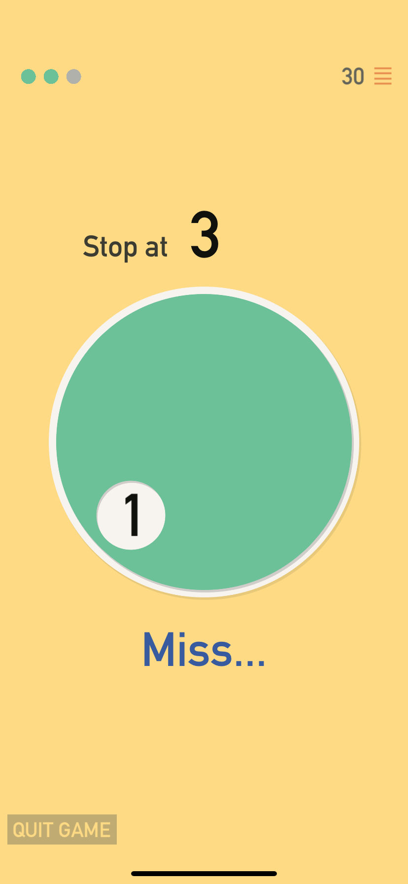 Game Screen - Miss...